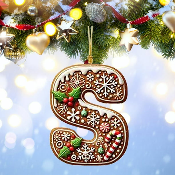 Seyotauo 26 Gingerbread Alphabet Letter Ornaments, Christmas A to Z Letters - Xmas Tree Hanging Ornaments for DIY Crafts