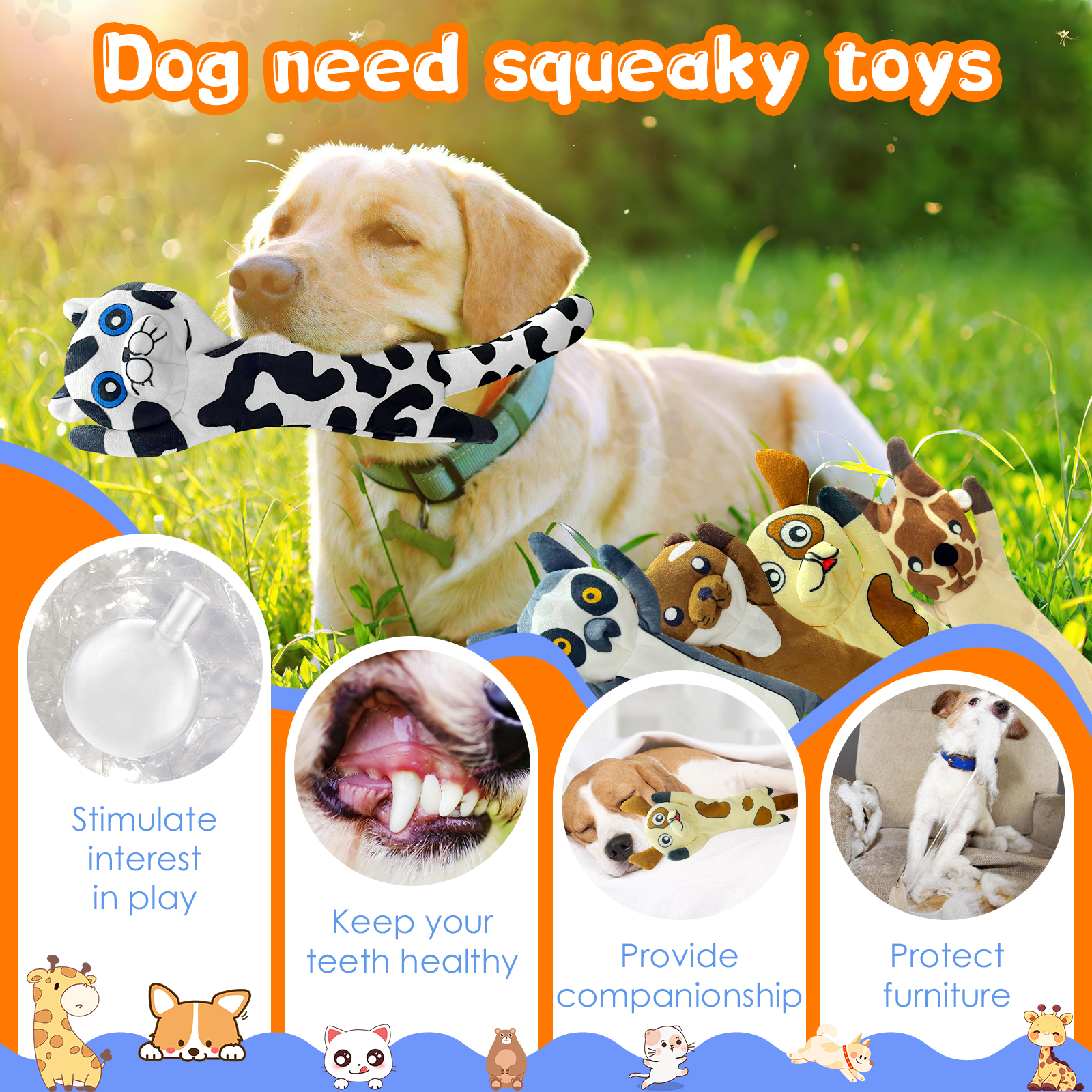 POOPONE Stuffless Plush Crinkle Dog Toys, 5-Pack photo 4