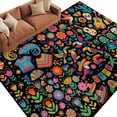 thumbnail image 2 of Colorful Cartoon Area Rug 5x8 FT, Non Slip Bedroom Throw Carpet, Funny Flowers Guitar Animals Ethnic Art Washable Soft Floor Carpet Non-Shedding Rug for Living Room Nursery Dorm Office, 2 of 9