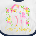 thumbnail image 4 of Inktastic I Love My Mommy Unicorn with Pink and Yellow Flowers Boys or Girls Baby Bib, 4 of 4