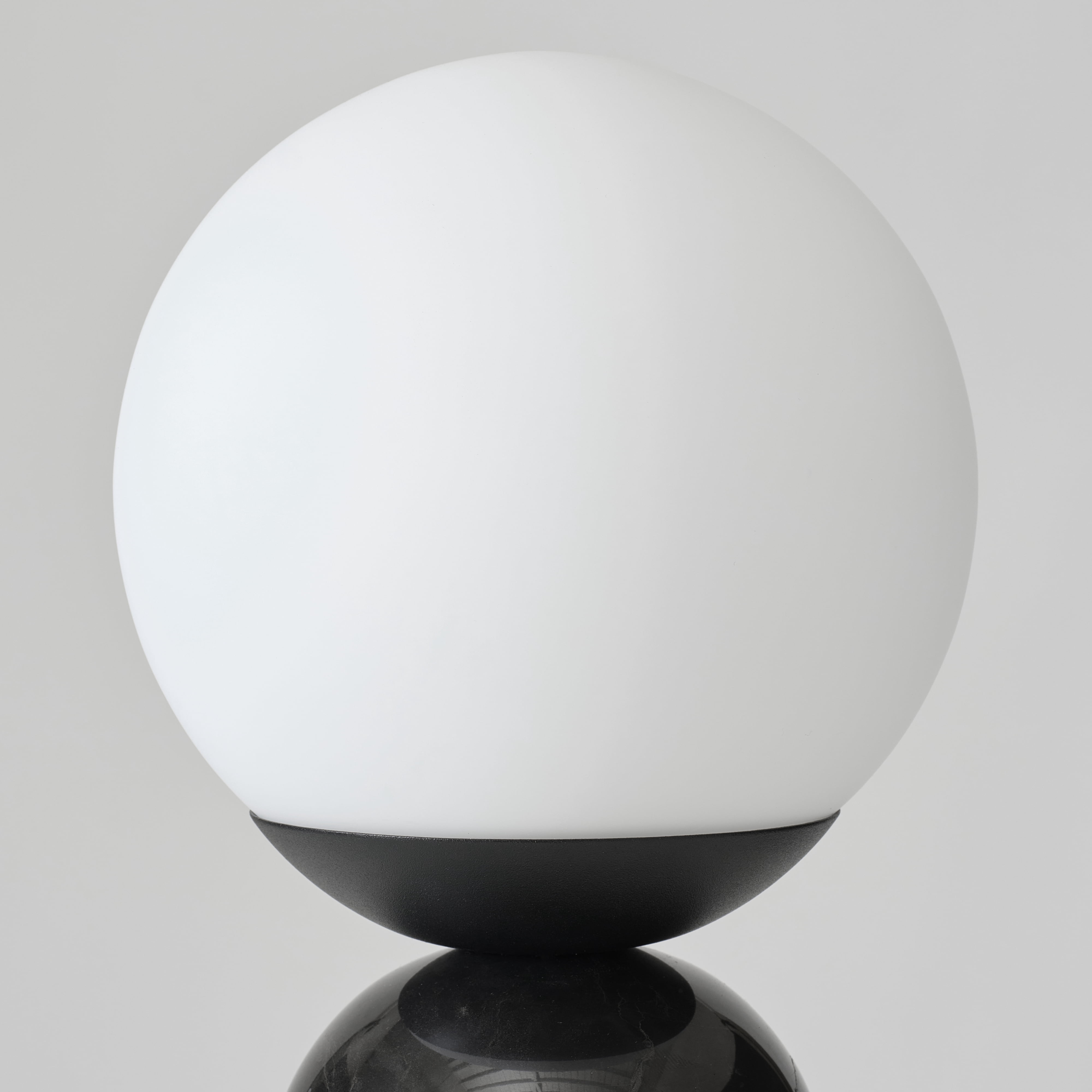 Brightech Mila LED Table Lamp - Bedside Reading Light with Elegant Marble Base, Modern Desk Lamp, Nightstand Lamp with Ambient Lighting - Modern Globe Lamp Shade - Black