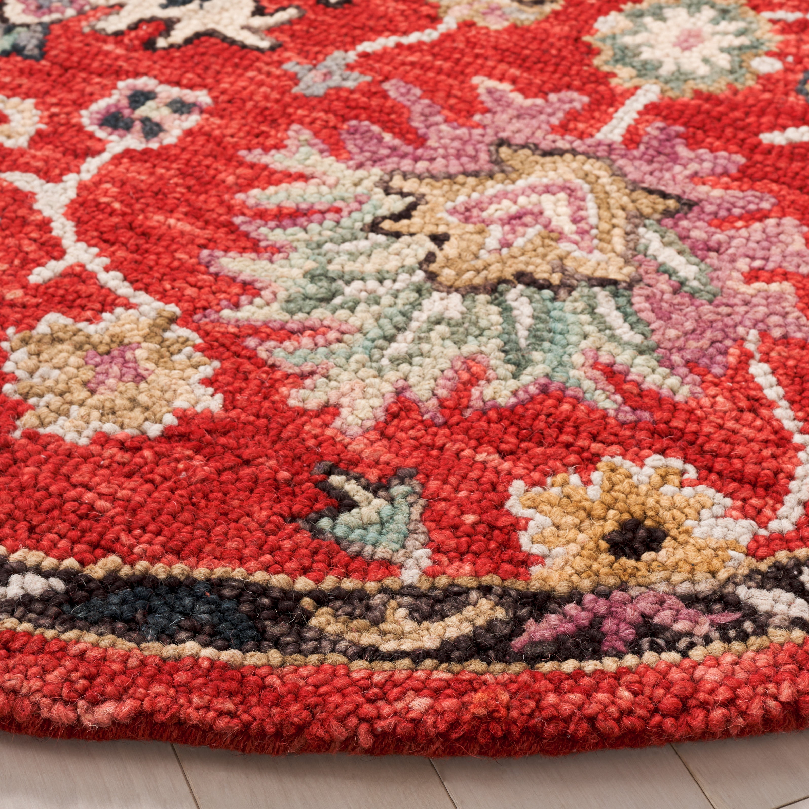 SAFAVIEH Blossom Jessamine Floral Area Rug, Red/Ivory, 6' x 6' Round