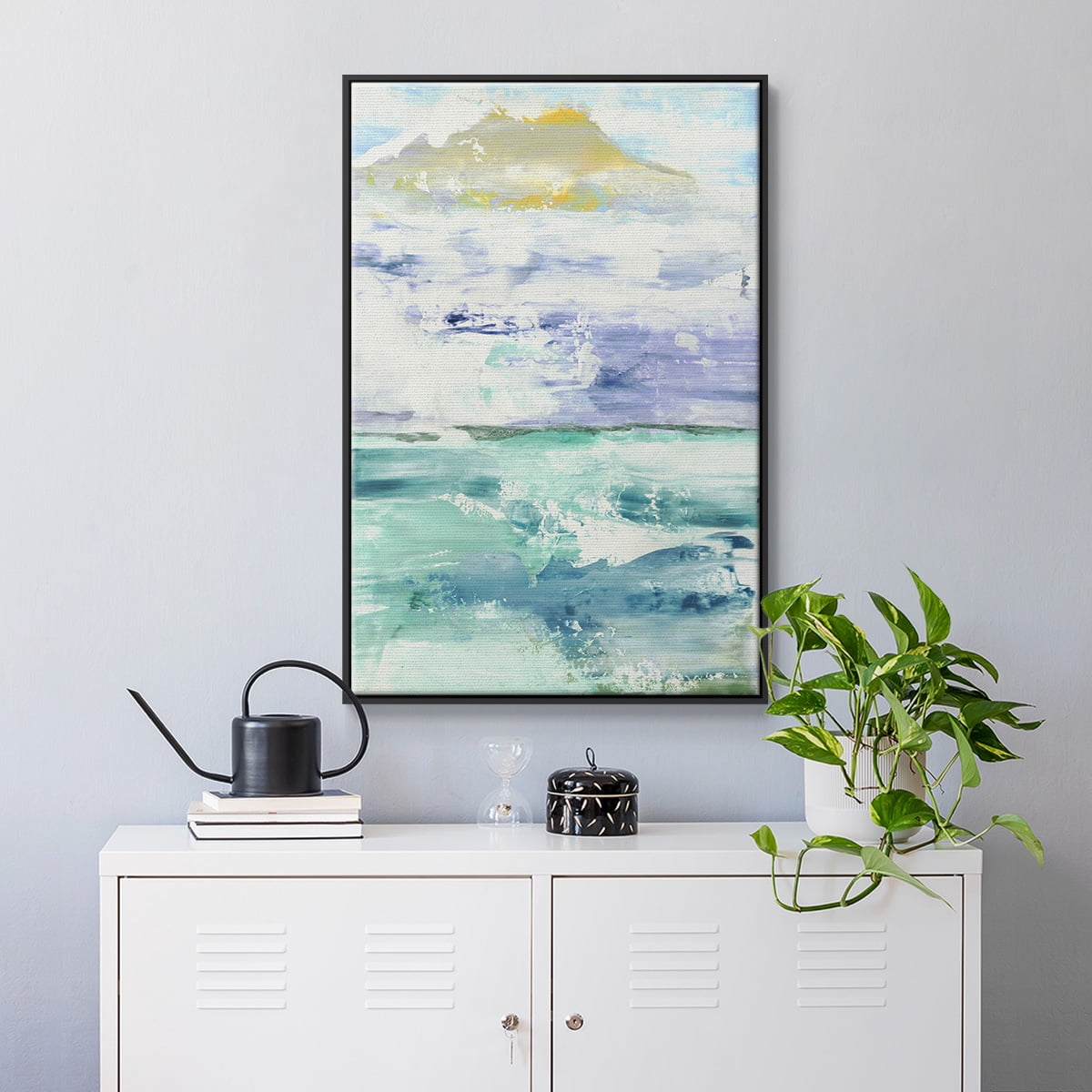 Fantasy Seascape Framed Premium Gallery Wrapped Canvas - Ready to Hang - 17 x 25 - Black Floating Frame