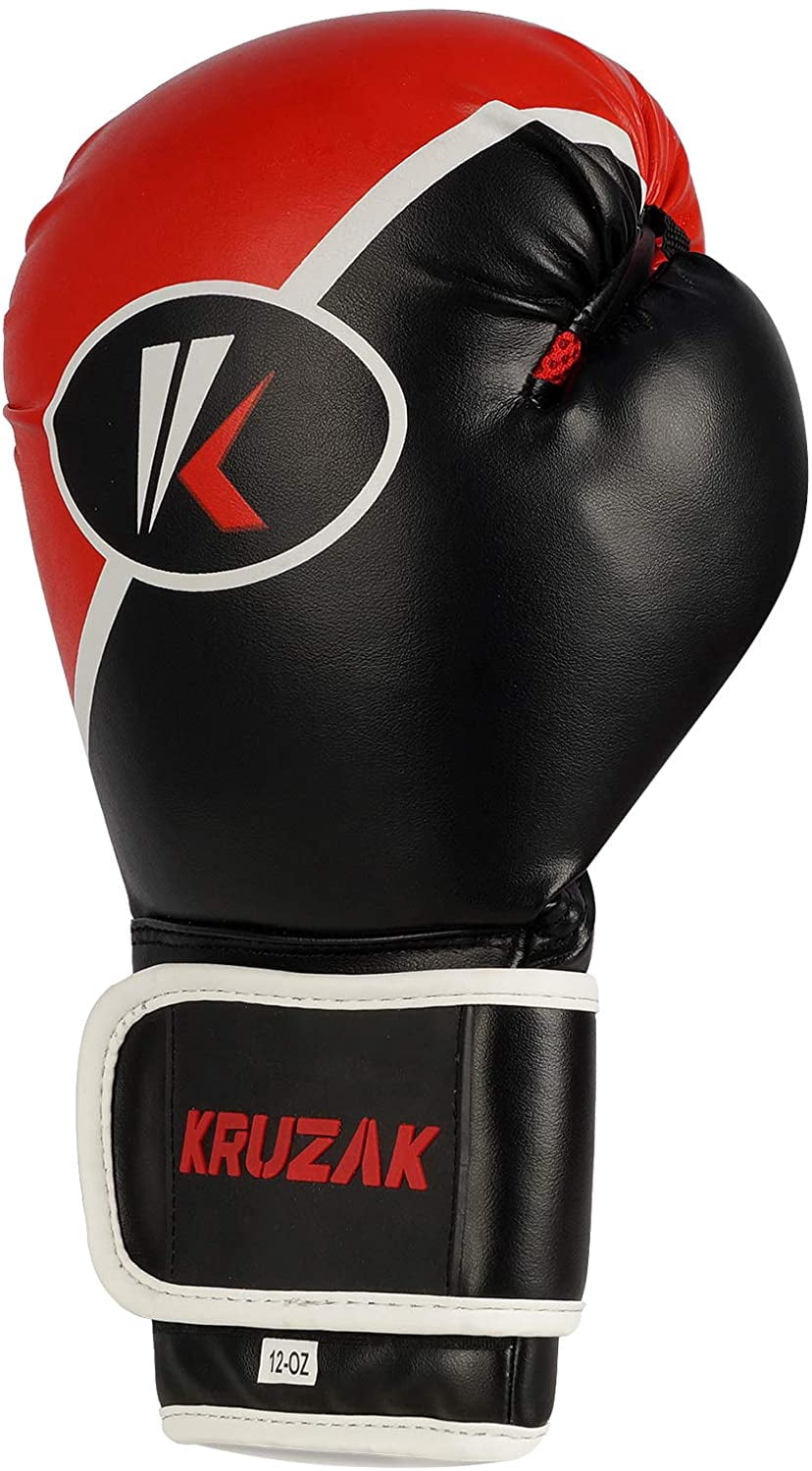 Kruzak Two-Tone Focus Mitts and Boxing Gloves Set for Kickboxing and Muay Thai MMA Training| Focus Pads + Training Gloves | Fitness Kit for Martial Arts and Karate (Black/Red, 12 oz)