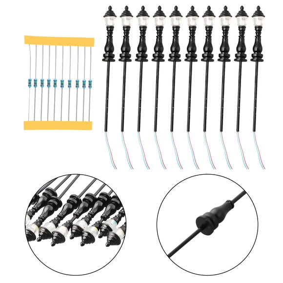 10pcs Model Railroad train OO/HO Scale Lamp Posts Led Street Light Lamp