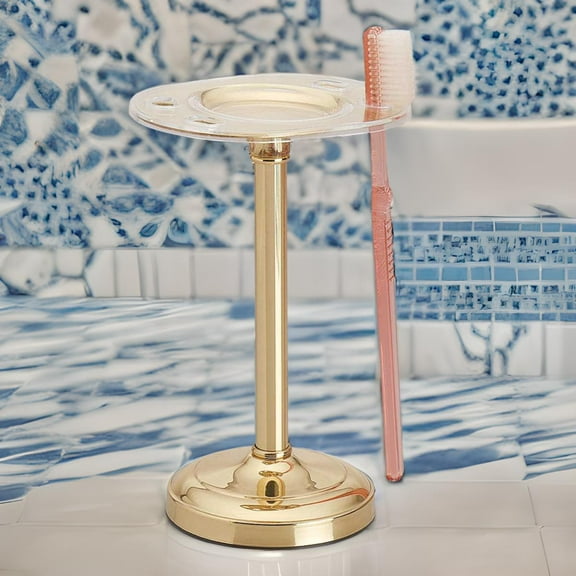 Renovators Supply Toothbrush Holder Vintage Free Standing Solid Brass Design 4.5" H
