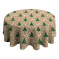 thumbnail image 4 of Brown Christmas Tree Pattern Round Tablecloth 60"x60",Wrinkle Wipeable Table Cloth for Kitchen Dining Room Picnic Patio Party, 4 of 6