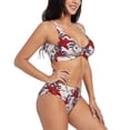 thumbnail image 2 of Kdxio Lilies Flowers Print Women's 2 Piece High Waisted Wrap Spaghetti Strap Summer Swimsuit Bikini Set-, 2 of 7