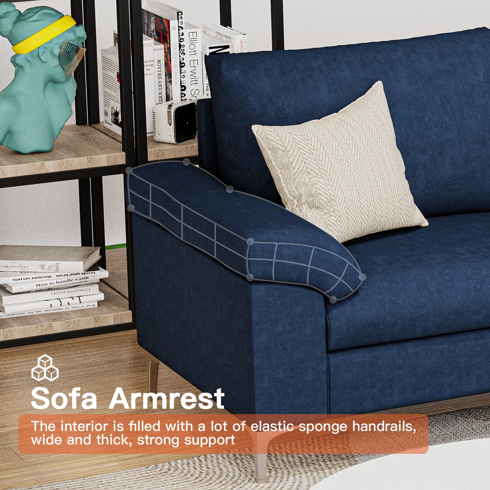 Kepooman Modern L-Shaped Convertible Sofa, Sectional Sofa Bed for Small Space Living Room, Blue Kepooman Modern L-Shaped Convertible Sofa, Sectional Sofa Bed for Small Space Living Room, Blue