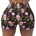 thumbnail image 2 of Cauagu Skull Daisy for Womens Workout Impact Shorts,Booty Biker Shorts High Waisted Elastic Athletic Shorts for Yoga Gym Running Sports-X-Large, 2 of 8