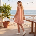thumbnail image 7 of Women's Vertical Striped Dress, Casual Sleeveless Zip-up V Neck Mini Dress, Ruffle Hem Shift Summer Sundress with Pockets, 7 of 7
