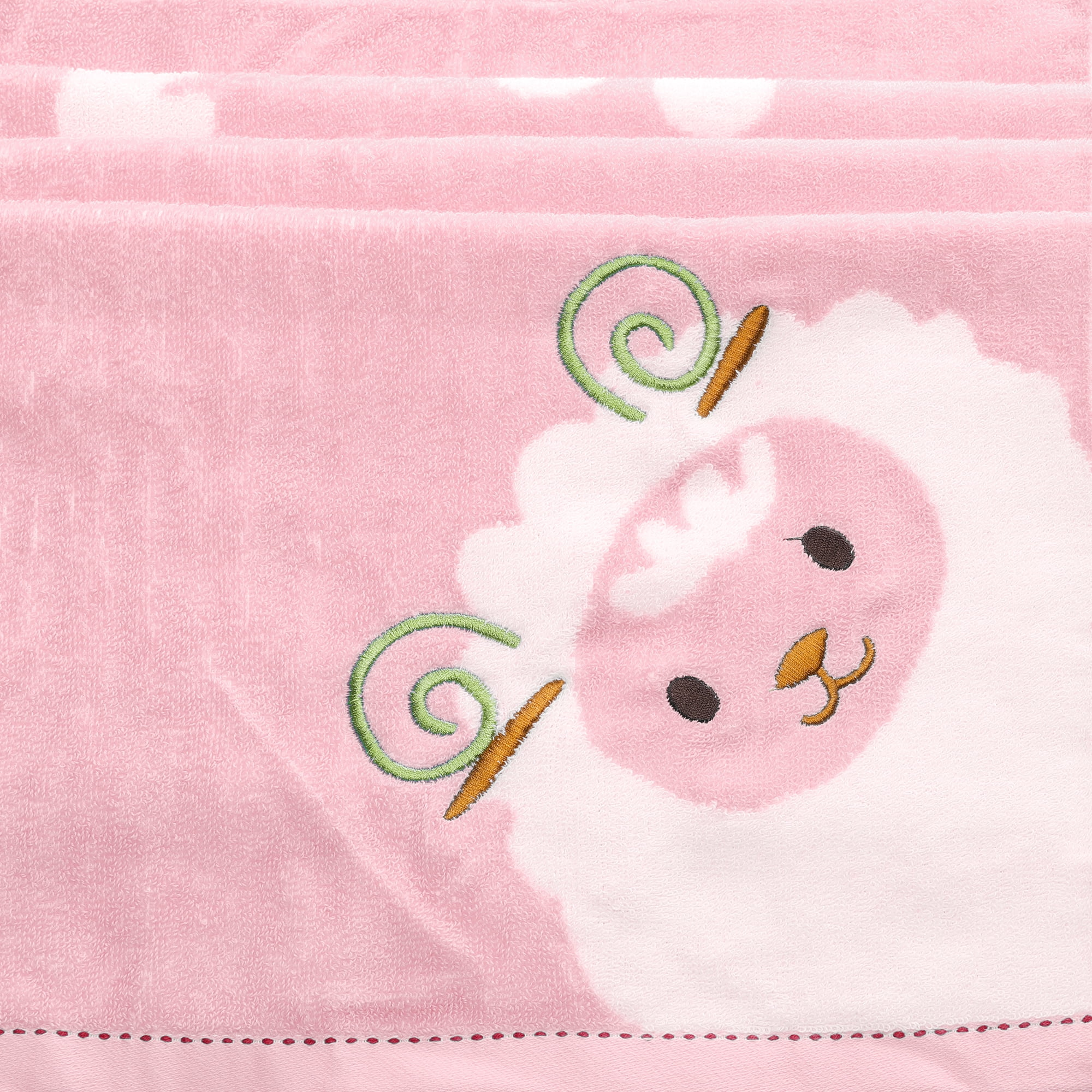 Unique Bargains 100% Cotton 2 Pack Solid Bath Towels Quick Dry and Absorbent Pink Sheep