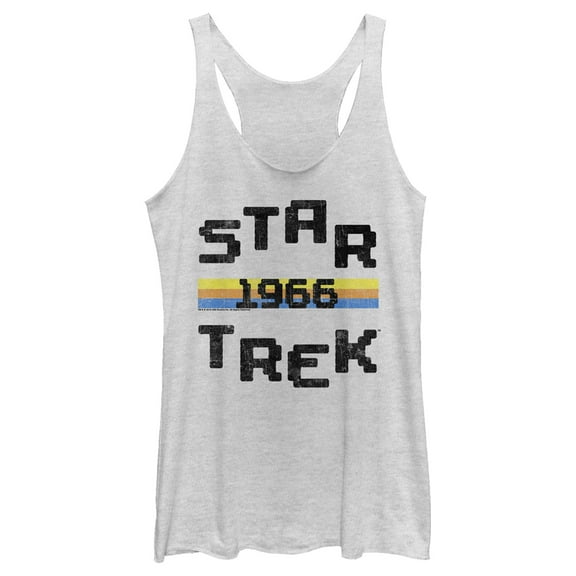 Women's Star Trek: The Original Series Retro Pixel 1966 Racerback Tank Top White Heather Medium