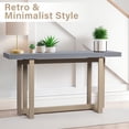 thumbnail image 3 of Hassch 59"L Modern Entryway Console Table, Concrete-Textured MDF Top & Solid Pine Frame, Wood Sofa Table for Living Room Bedroom, Gray, 3 of 10