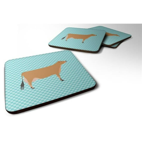 Jersey Cow Blue Check Foam Coaster, Set of 4