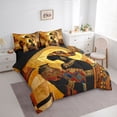 thumbnail image 2 of Castle Fairy Mosaic African Woman Holding Vase Twin Bedding 7-Piece,Geometric Gold Halo Pattern Bedding Comforter Set,Brown Blue Red,Black Reversible, 2 of 7