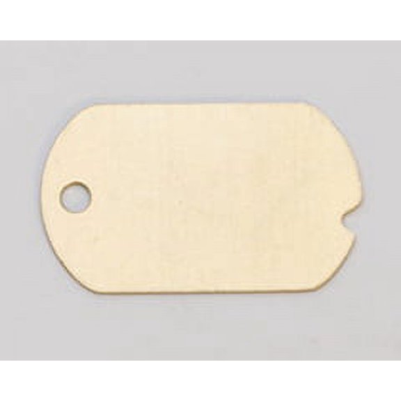Brass Dog Tag with Hole, 24 Gauge, 1-1/4 by 3/4 Inch, Pack of 6