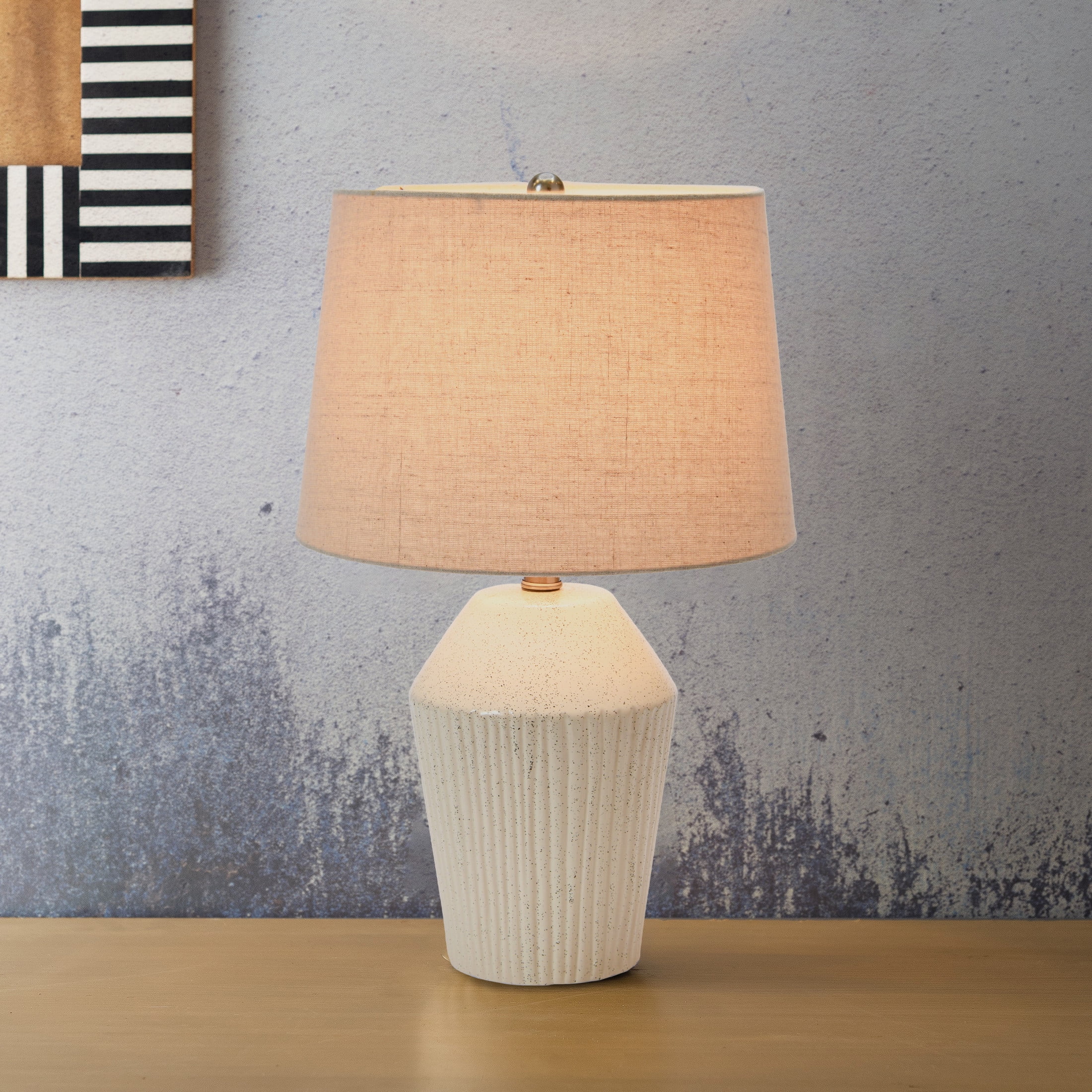 Creative Co-Op 13" Round Stoneware Desk Lamp