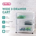 thumbnail image 2 of Sterilite Wide 3 Drawer Storage Cart, Plastic Rolling Organizer, White Frame, 2 of 7
