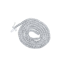 1 Row Necklace Round Diamond Link Choker Chain 18" White Sterling Silver 1.19 CT