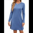 thumbnail image 3 of Vestidos Casuales de Larga para Mujer, Estilo Camiseta , Conjuntos de Otoño Azul XL, 3 of 10