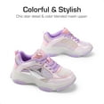 thumbnail image 4 of BURUDANI Girls Sneakers Lace-up Lightweight Sparkle StarGlow Breathable Jelly Sole Kids Walking Shoes Casual Sports, 4 of 6