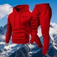 thumbnail image 5 of mihongmao Y2k Outfits for Men Casual Pullover Hooded Sports Print Long Sleeve Trousers Two-Piece Elastic Waist Tracksuit Red L, 5 of 5