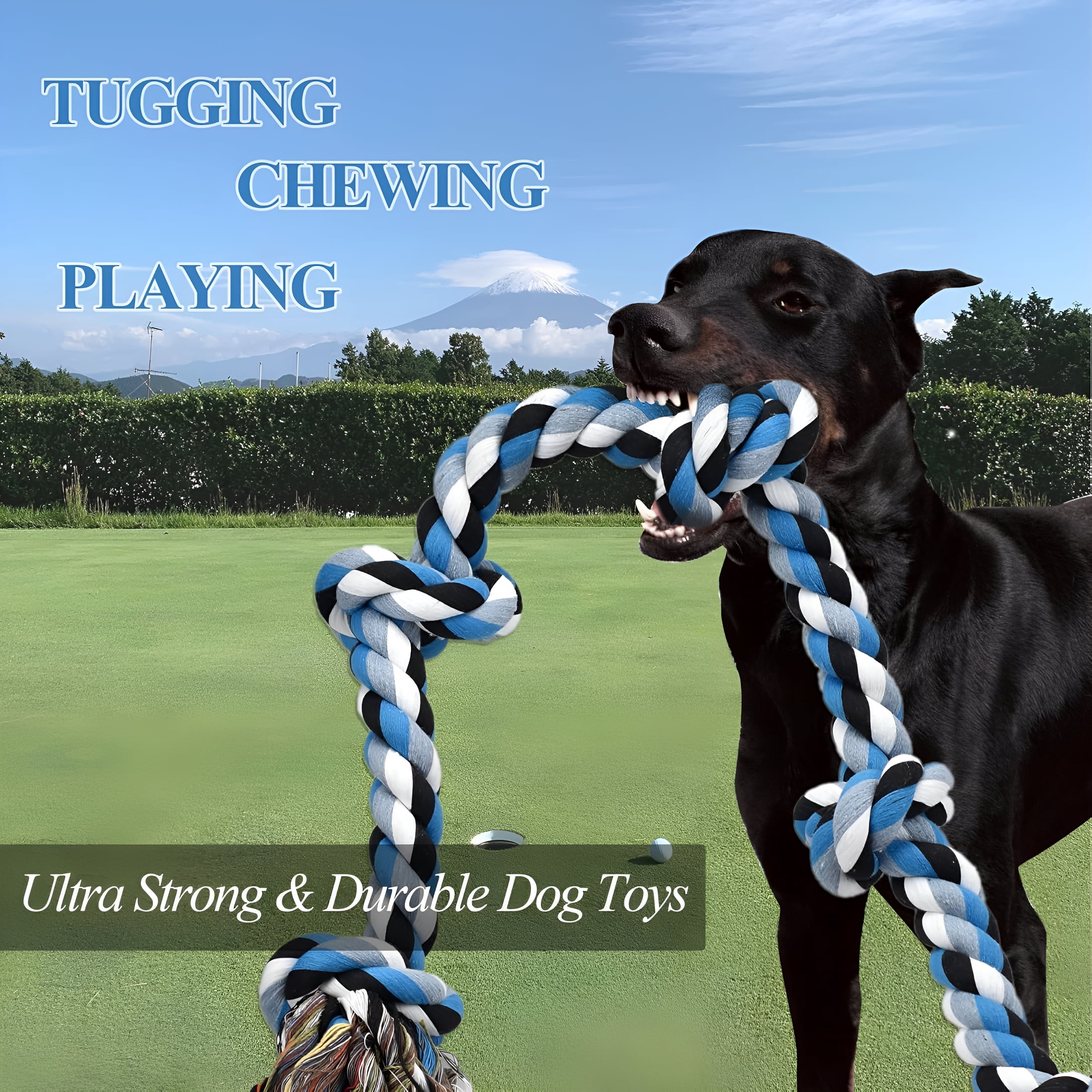 BESTSKY Dog Toys for Aggressive Chewers Tough Rope Chew Toys for Large and Medium Dog 3 Feet 5 Knots Indestructible Cotton Rope for Large Breed Dog Tug of War Dog Toy Teeth Cleaning