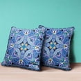 thumbnail image 3 of Lotus Garden Throw Pillow with Removable Cover in Blue White Yellow 18x18, 3 of 5