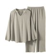 thumbnail image 4 of Jindong Pyjama pour Femmes Ensemble Dames Pyjama en Pur Coton Teint en Fil avec Manches de Neuf Minutes et Cardigan Ensemble de Robe de Maison Tout Coton Tenue d'Intérieur pour Femmes, 4 of 4