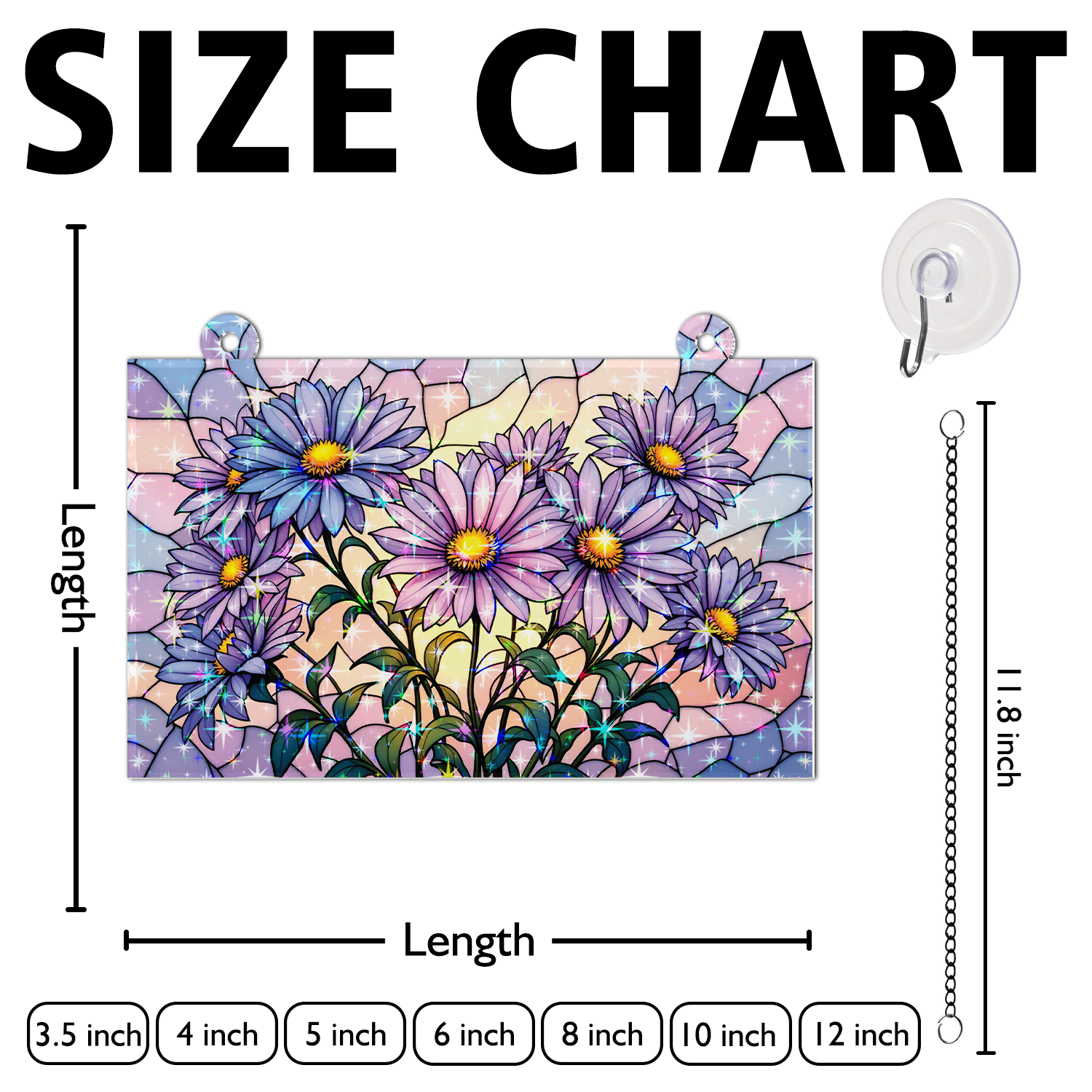 89Bloom Aster Flower Stained Glass Hologram Ornament, Stained Glass Suncatcher Ornaments Home Decor, Holographic Ornaments