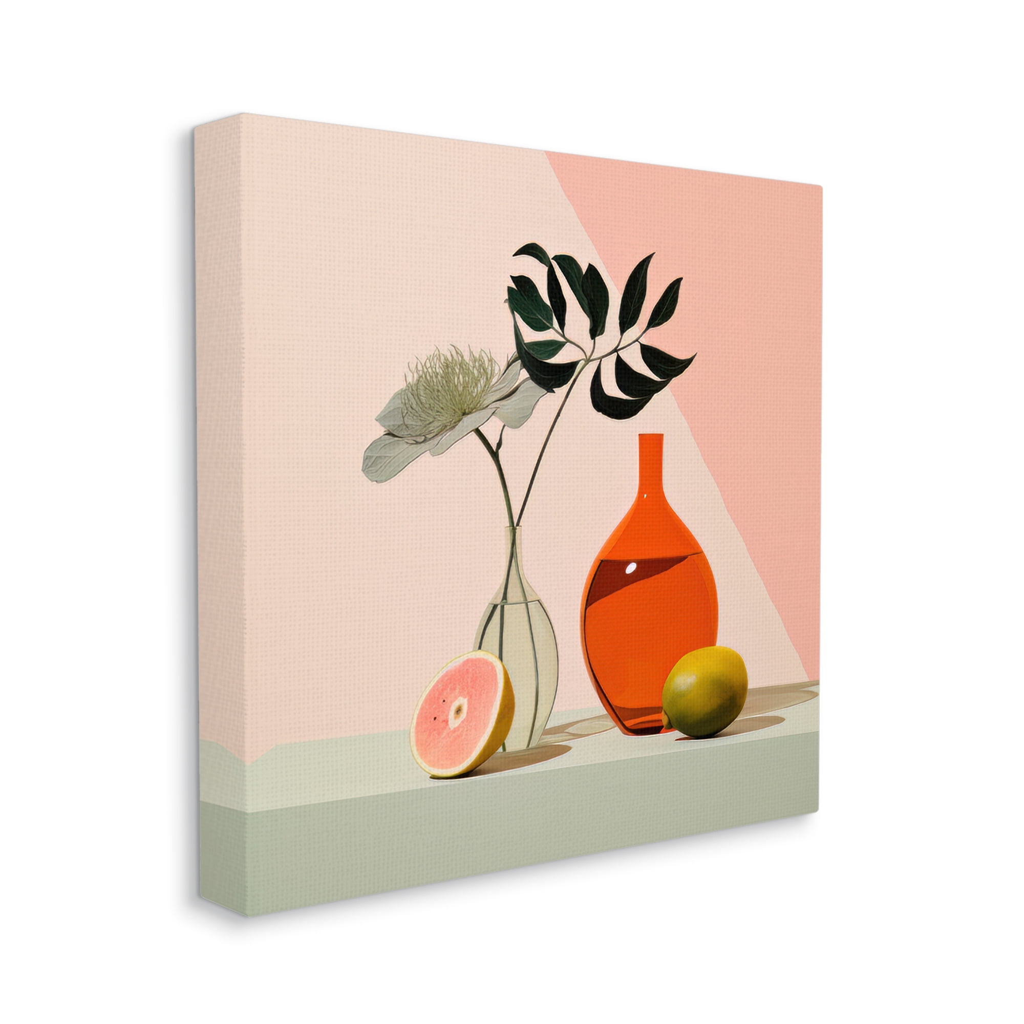 Stupell Industries Pastel Blocked Still Life Botanical & Floral Painting Gallery Wrapped Canvas Art Print Wall Art, 17 x 17
