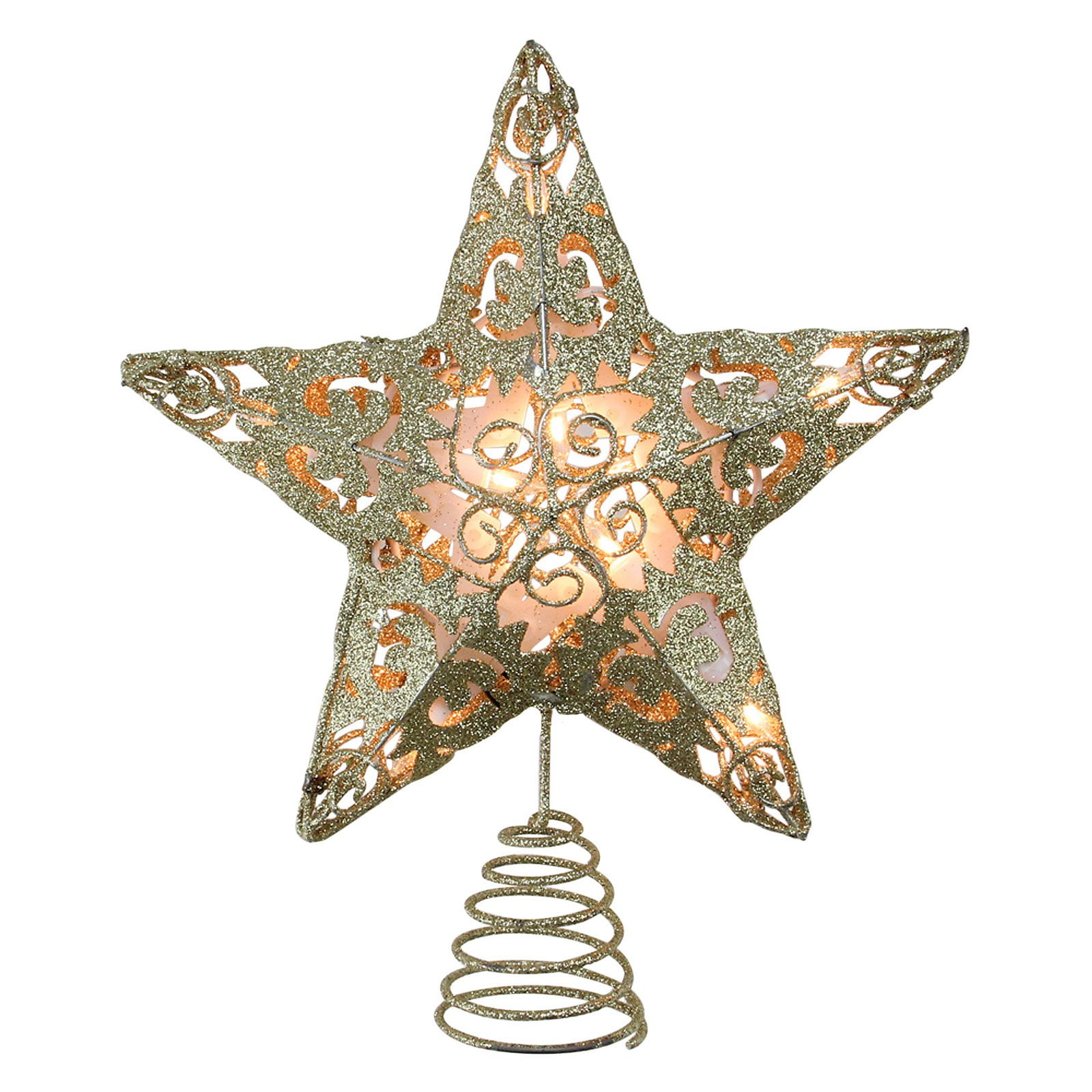 Gold Star Tree Topper Northlight 11 in. Lighted Gold Swirl Christmas Star Tree Topper