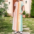 thumbnail image 2 of Auroural Summer Dresses For Girls Size 8-10 Kids Girl Cute Print Short Sleeve Stretchy Pocket Dress A Line Long Dress 9 Years, 2 of 9