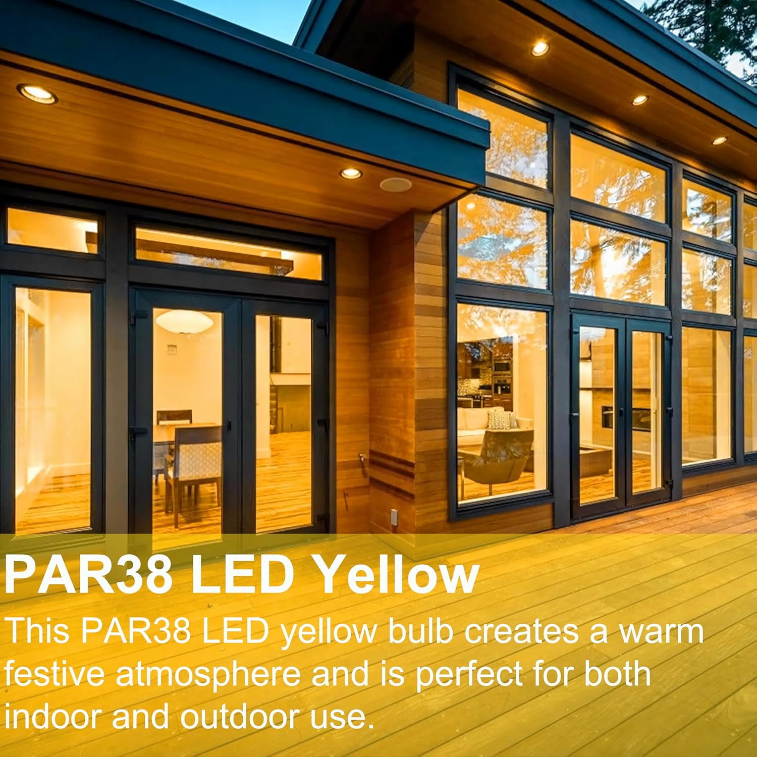 Sinvic 2 Pack Dimmable Yellow PAR38 LED Bulb 15W 150W Equiv 700LM 120V E26 Outdoor Flood Light