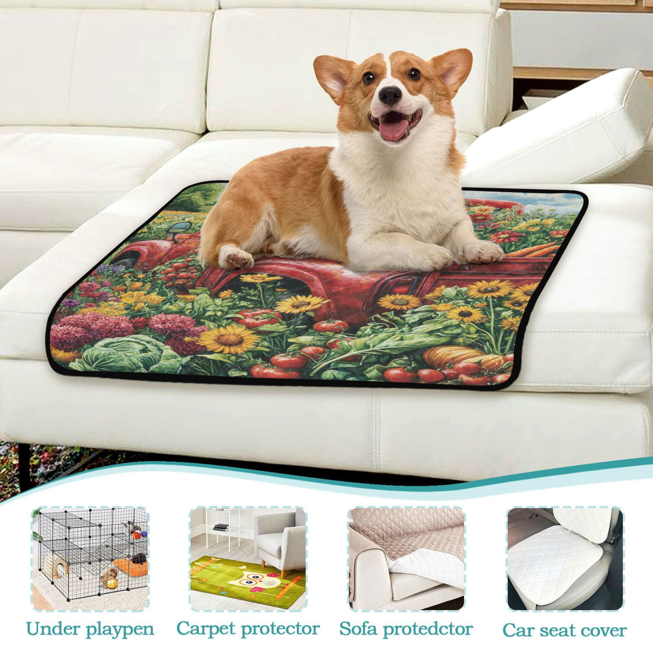 Qxltty Vegetable Truck Cat litter Pads Pet Set of 2 Diaper Mats Center Anti-leakage Layer Absorbent Soft and Comfortable