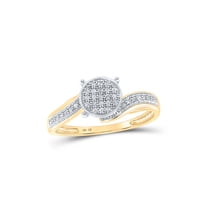 10kt Yellow Gold Womens Round Diamond Cluster Ring 1/8 Cttw