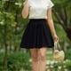 thumbnail image 3 of Faldas de Verano Cortas de la Mujer A-Línea Color Sólido Medio Mini Falda Casual Cintura Elástica, Faldas de Línea a para las Mujeres, 3 of 5
