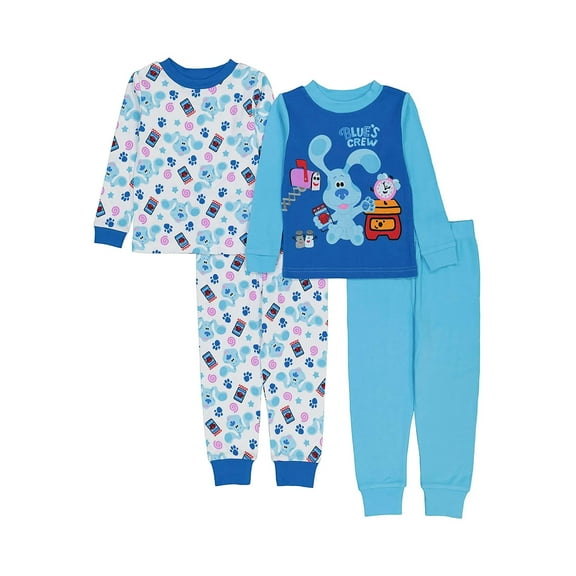 AME Sleepwear Boys Blue's Clues Blue's Crew Cotton Toddler 4 Piece Pajamas (3T)