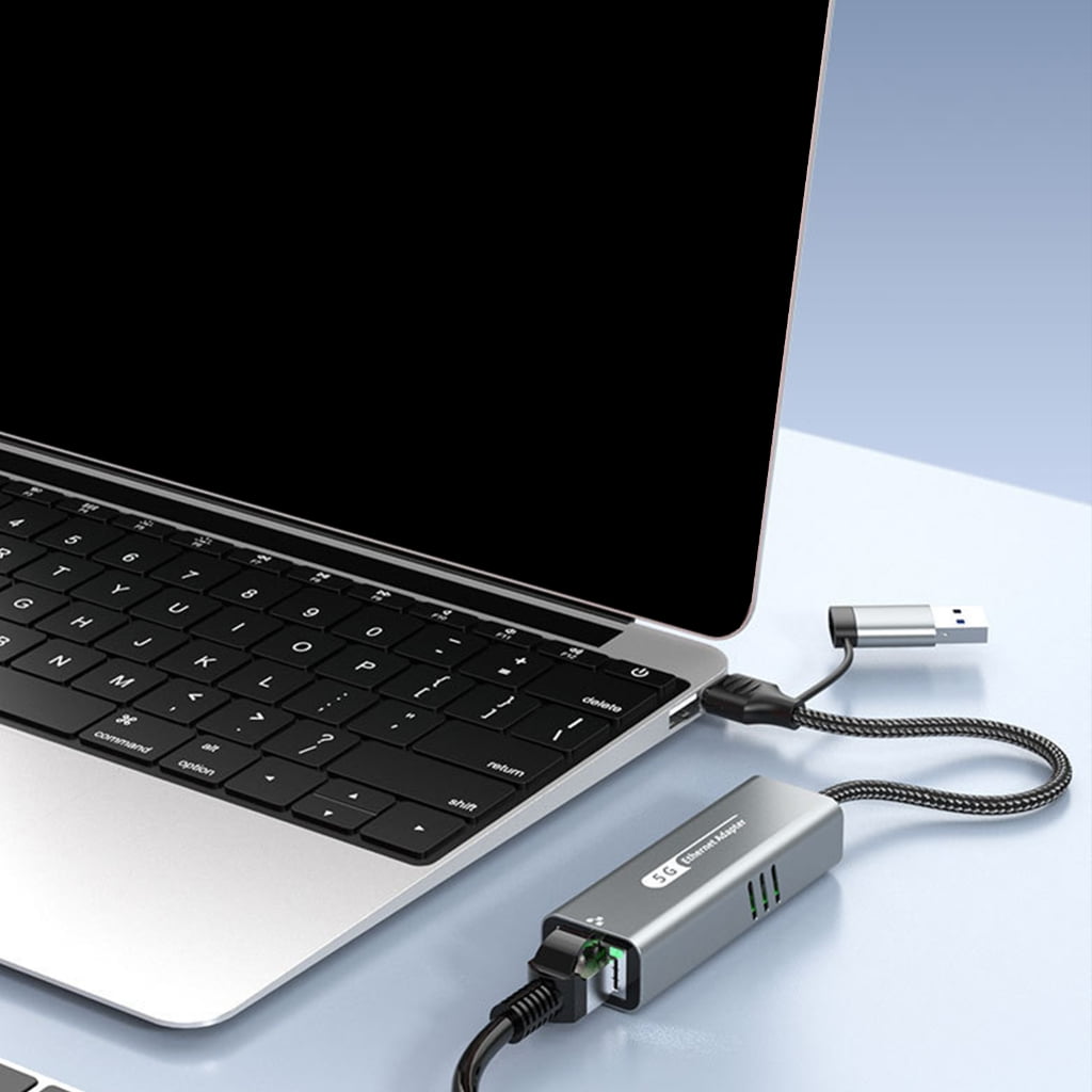 Aluminum USB Type C to RJ45 Adapter 5000Mbps Ethernet for Laptops and Tablets