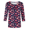 thumbnail image 4 of Penkiiy Women's Valentine Day Tees Casual Crewneck 3/4 Sleeve Loose T Shirt Ladies Heart Tops Blouses Shirts XL Multicolor, 4 of 5