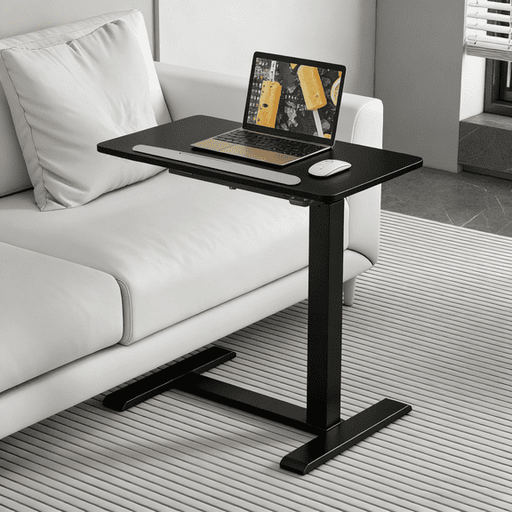 KOWO Modern Black Wood and Metal Adjustable Shelves End Table, 1 Piece