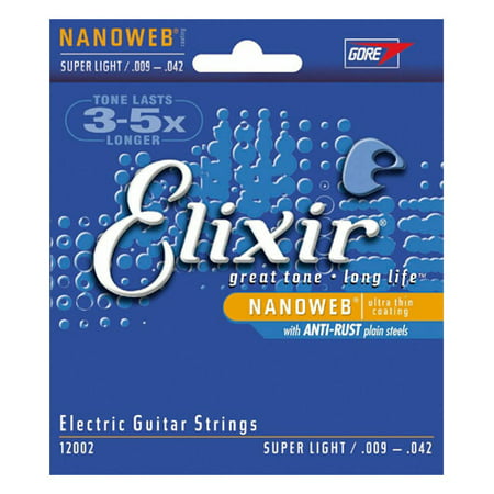 Elixir 12002 Nanoweb Electric Guitar Strings 9-42 Super