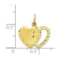thumbnail image 3 of 10K Yellow Gold Charm Pendant Themed 10 mm 15 Solid Diamond-Cut Double Heart, 3 of 3