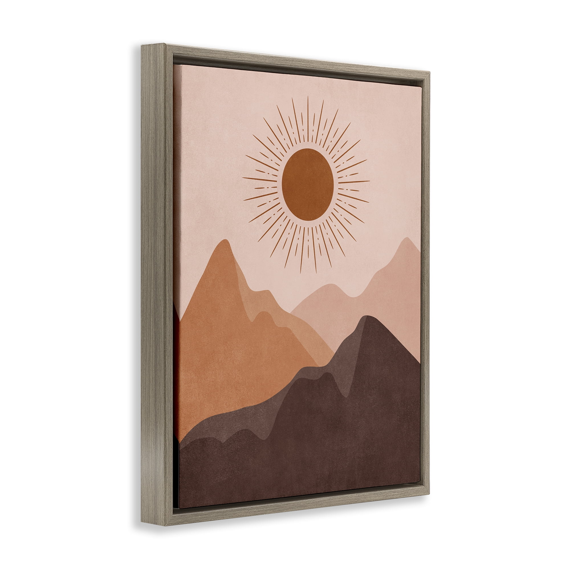 Stupell Industries Rust Boho Mountains Landscape & Nature Painting Brown Floater Framed Canvas Art Print Wall Art, 17 x 21