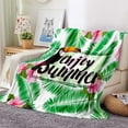 thumbnail image 2 of Parrot Floral Blanket Tropical Pink Flowers Decor Throw Gifts for Women Kids Girls Green Plants Leaves Foliage Enjoy Summer Decoration for Bedroom Super Soft Plush Blanket 50"x60", 2 of 6