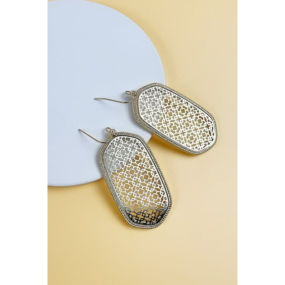 2.25" TWO TONE OVAL SHAPED FILIGREE EARRINGS
