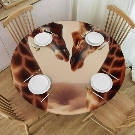 

Palnkart Affectionate Moment Round Table Cover Stain Resistant Washable Indoor Outdoor Tablecloth Kitchen Dining Wedding Parties Waterproof Fabric 100% Polyester 46-50