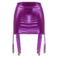 thumbnail image 2 of TiaoBug Jupe Crayon Taille Haute en Cuir PVC pour Femmes Porte-Jarretelles pour Bas Rave Club Violet TTG, 2 of 6