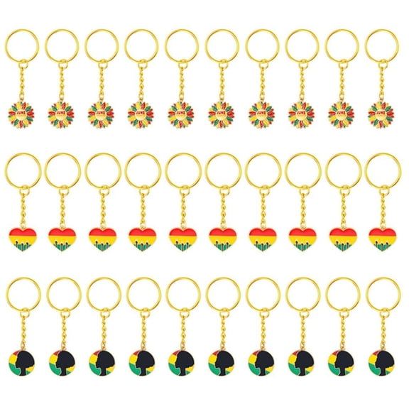 30pcs Black History Month Keychains Zincs Alloy African Americans Heritages Gift For Event Party Decorations